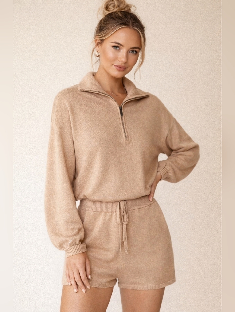 Spiritual Gangster Funnel Neck Romper M Cozy Zip Lounge NEW